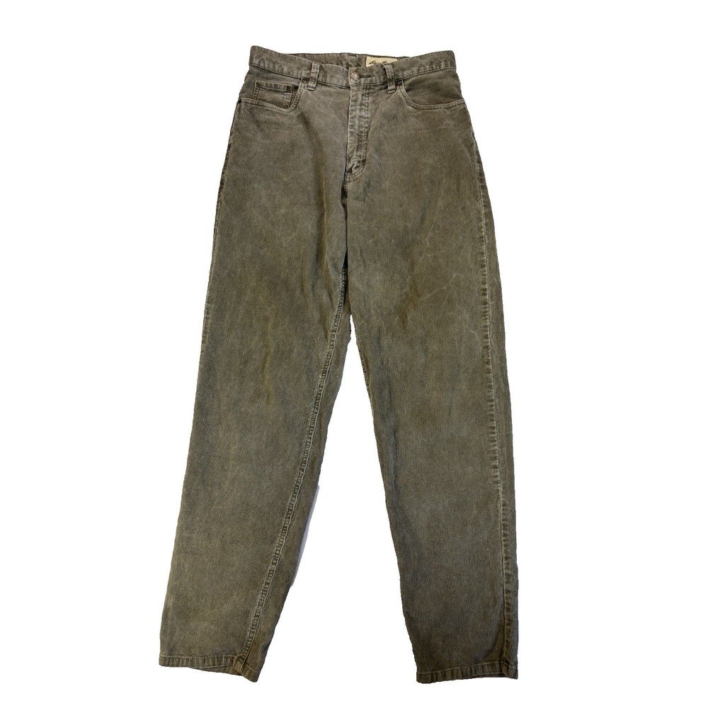 Eddie Bauer Women's 12 High Waisted Brown Tapered Corduroy Pants Streetwear
